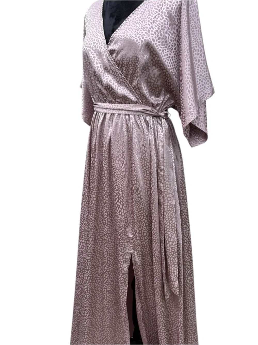 Baltic Born Leopard Jacquard Mauve Wrap Maxi Dress Sz S - Picture 3 of 10